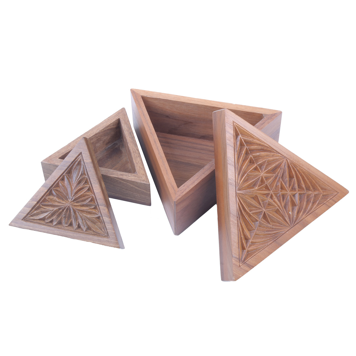 Walnut Wood Jewelry Box | Triangular Gift Boxes