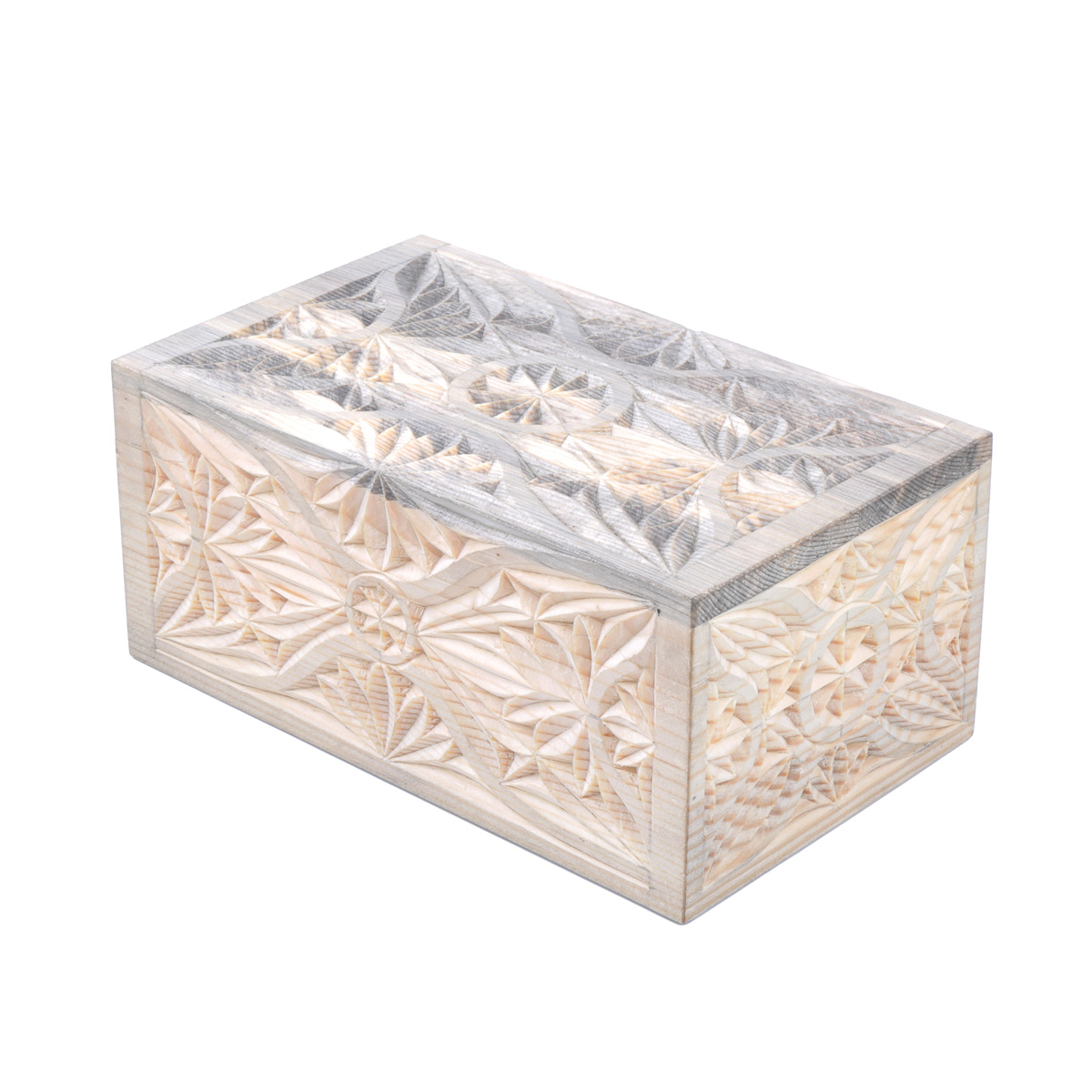 Cedar Wooden Jewelry Box | Rectangle Carved Paper Box