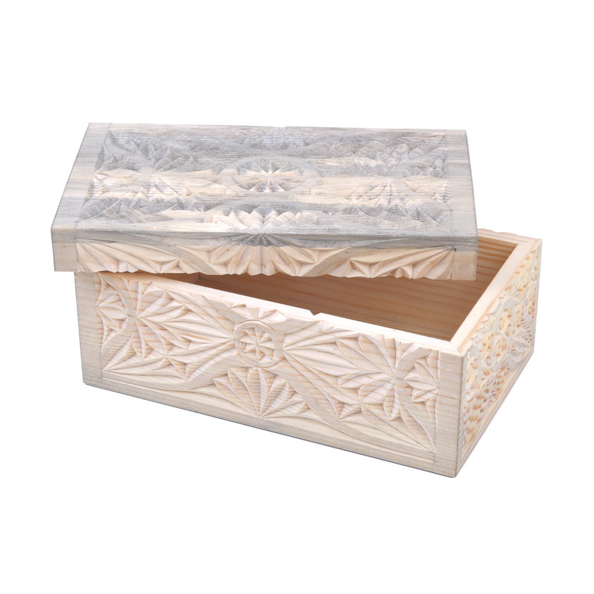Cedar Wooden Jewelry Box | Rectangle Carved Paper Box