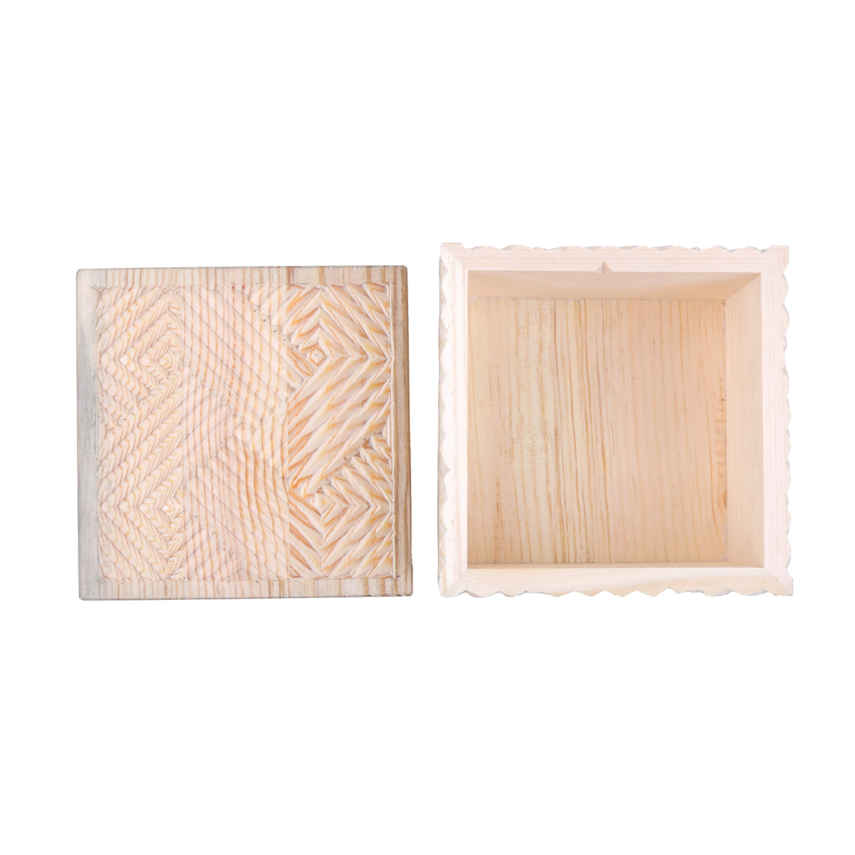 Cedar Wooden Jewelry Box | Square Carved Paper Box