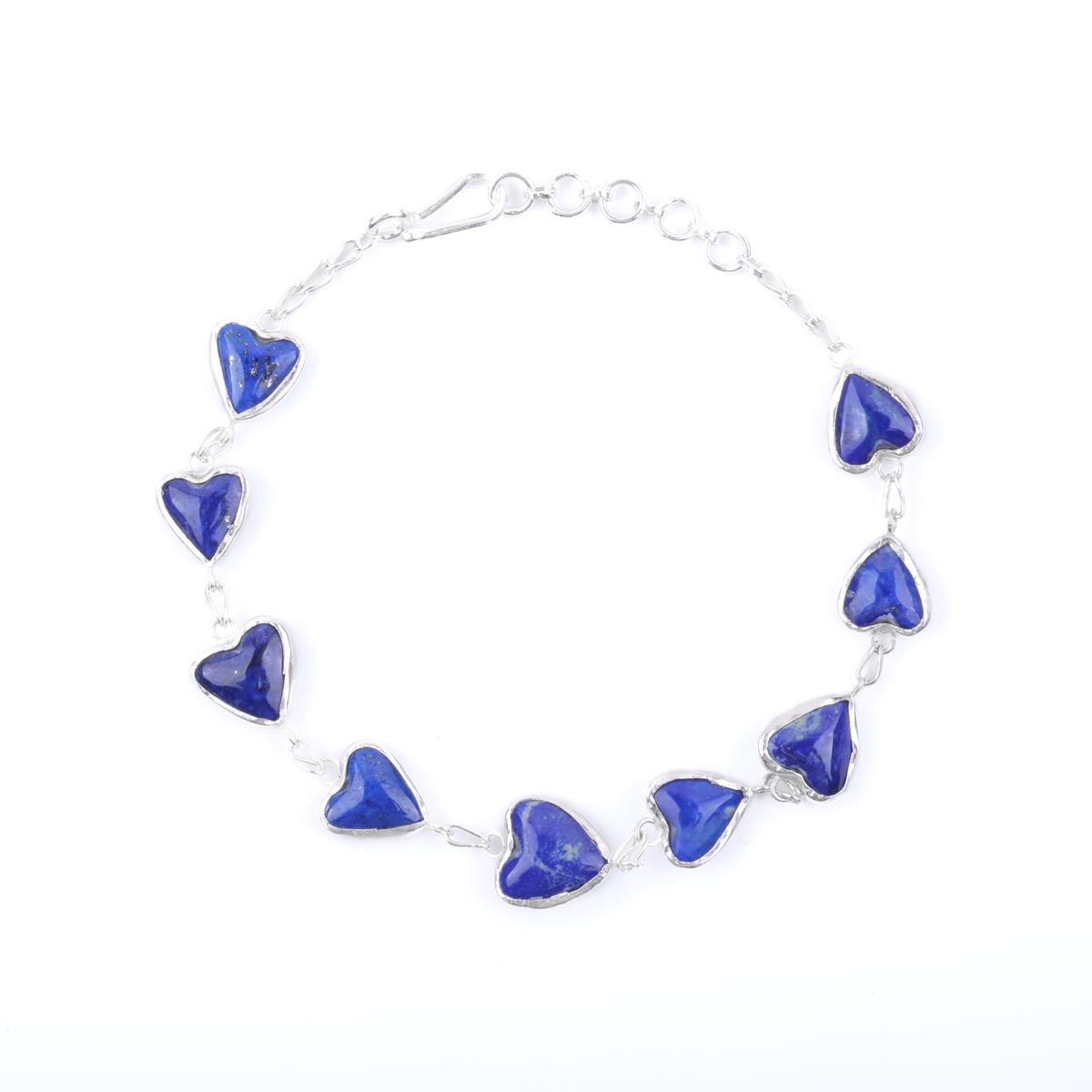 Lapis Heart Design Bracelet| Silver Chain Bracelet