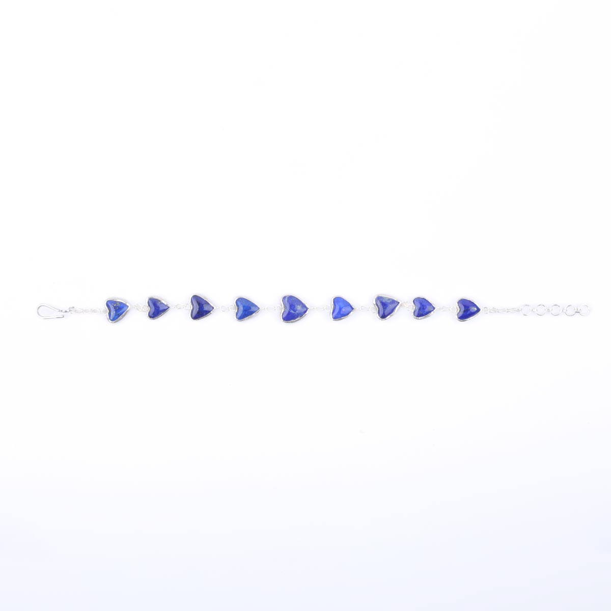 Lapis Heart Design Bracelet| Silver Chain Bracelet