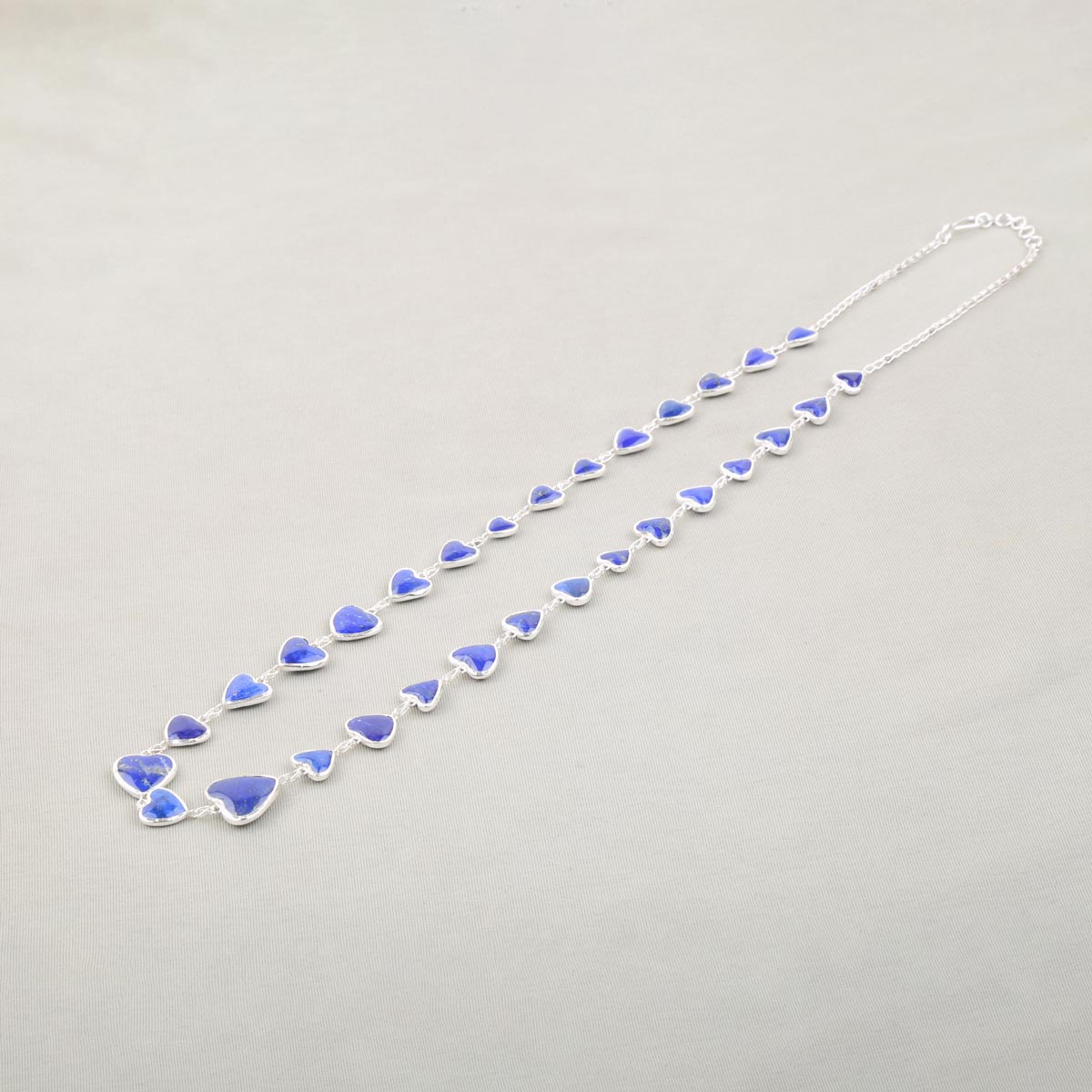 Azure Lapis Necklace| Silver Heart-Shaped Necklace