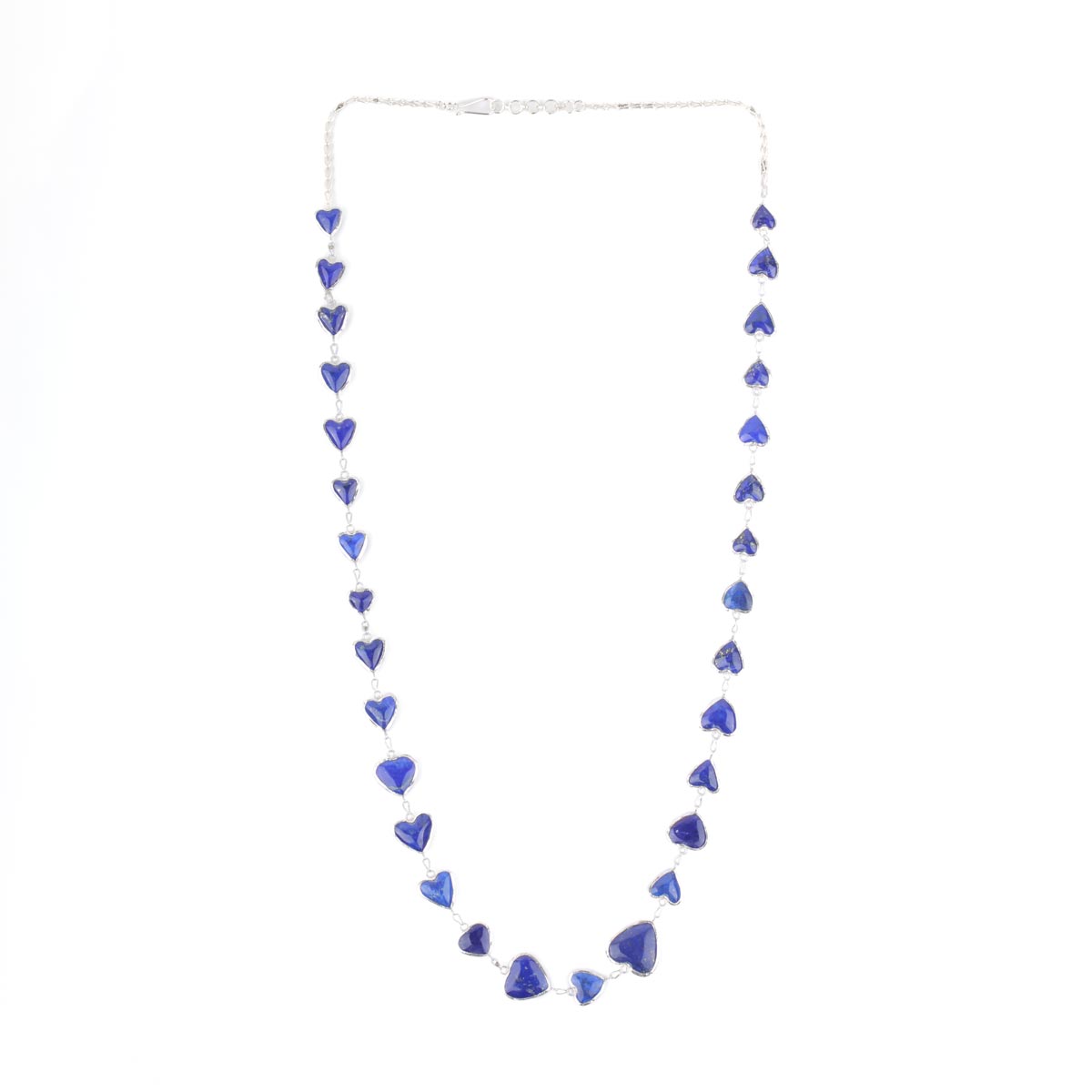 Azure Lapis Necklace| Silver Heart-Shaped Necklace