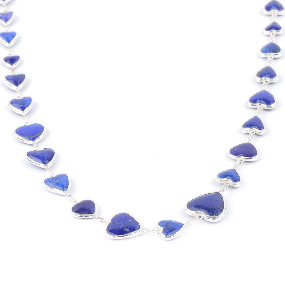 Azure Lapis Necklace| Silver Heart-Shaped Necklace