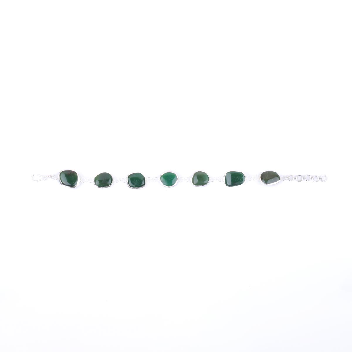 Green Agate Bracelet| Silver Station Bracelet