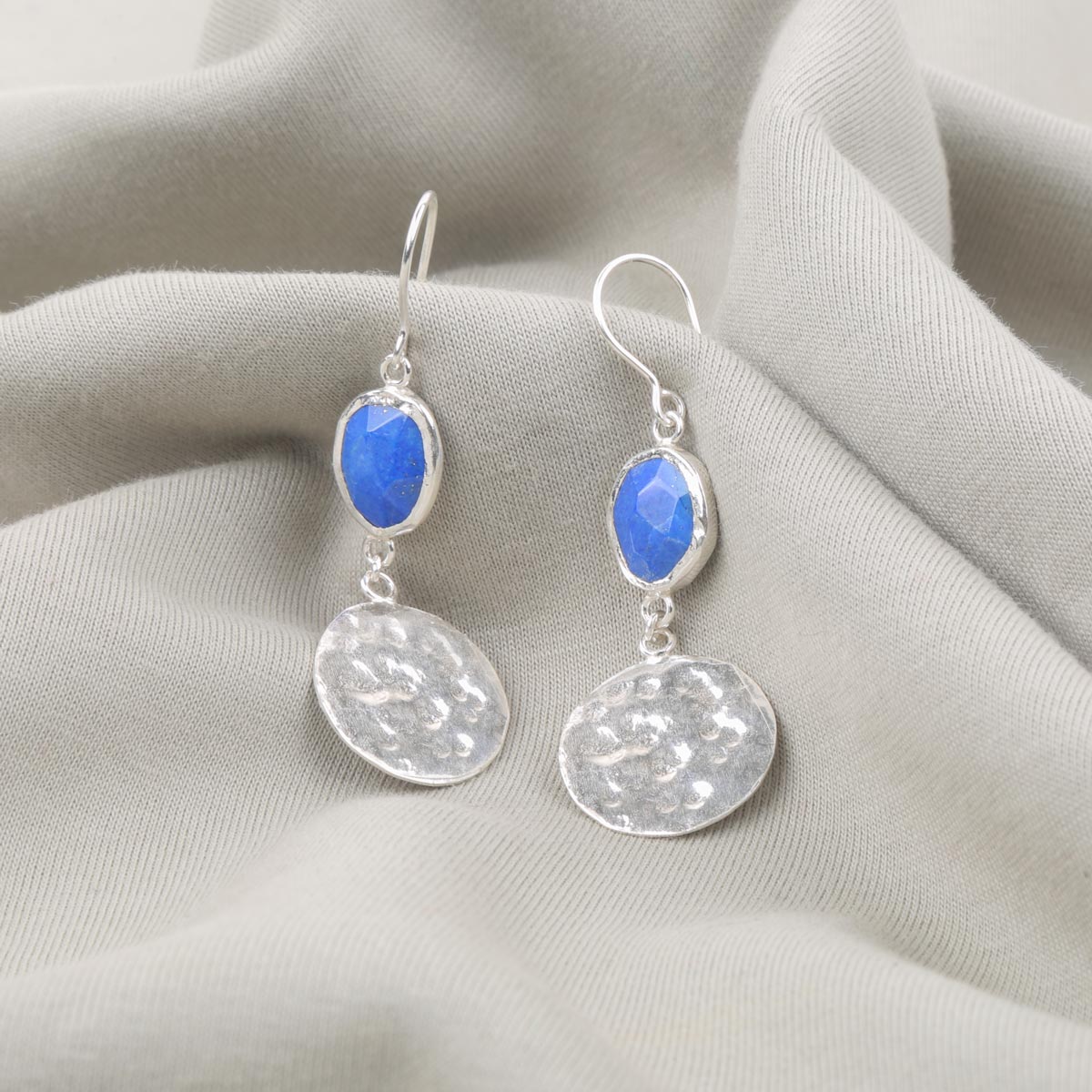 Azure Lapis Earrings| Silver Dangle Earrings