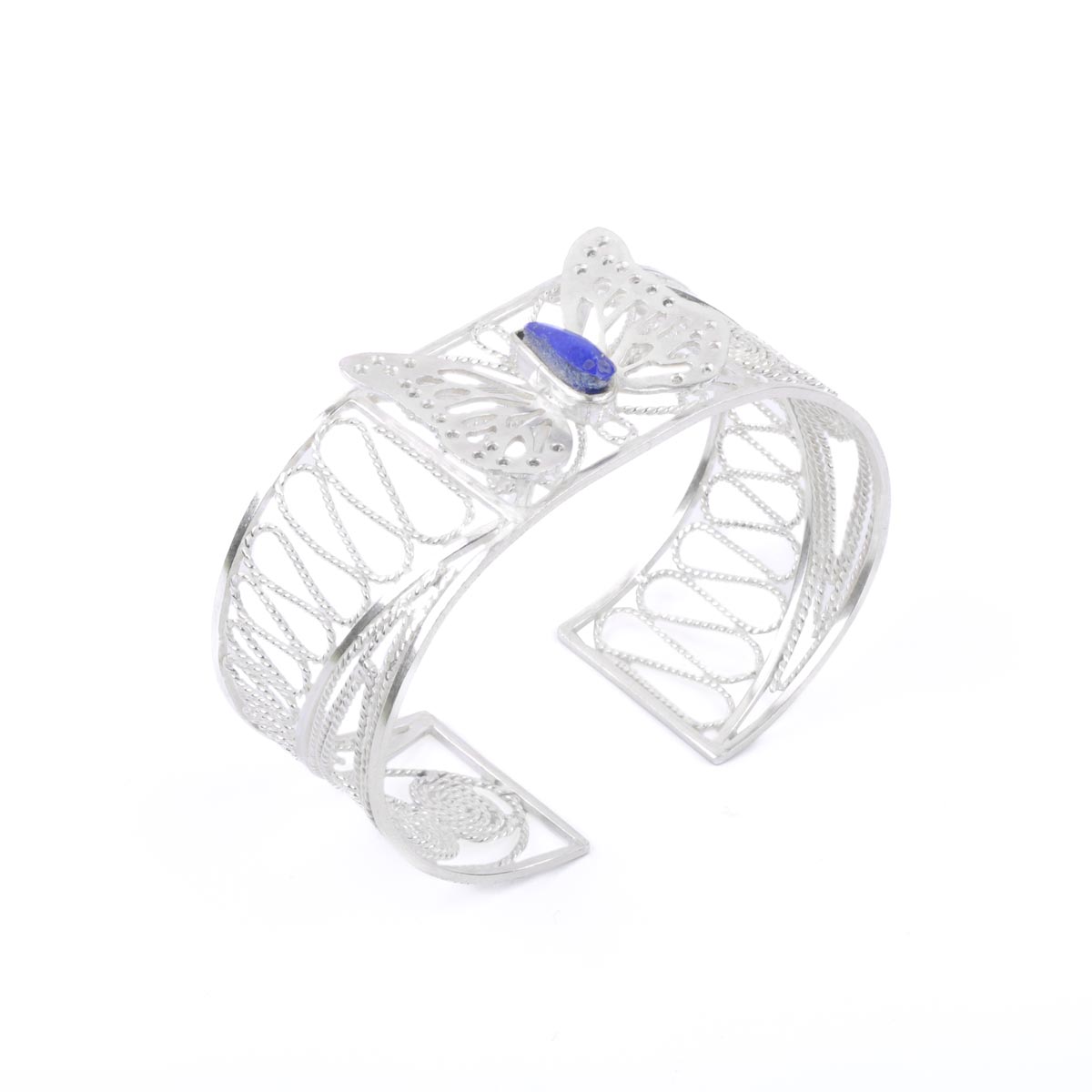 Butterfly Lapis Handcuffs | Silver Bracelet