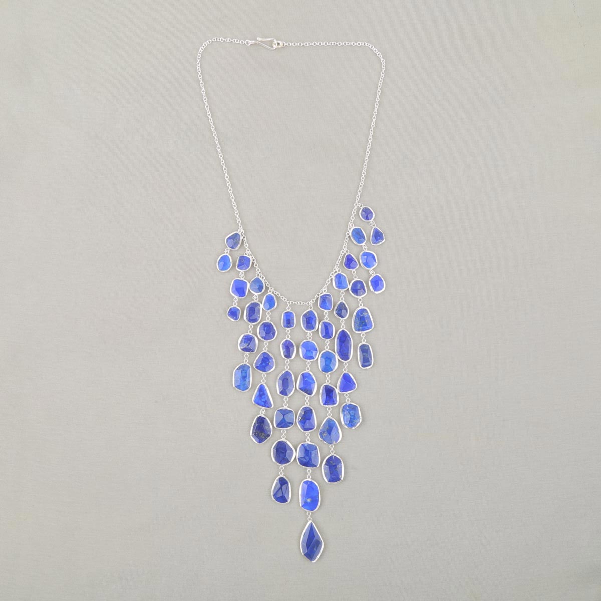 Lapis Chandelier Necklace, Earrings & Bracelet| Silver Jewelry Set