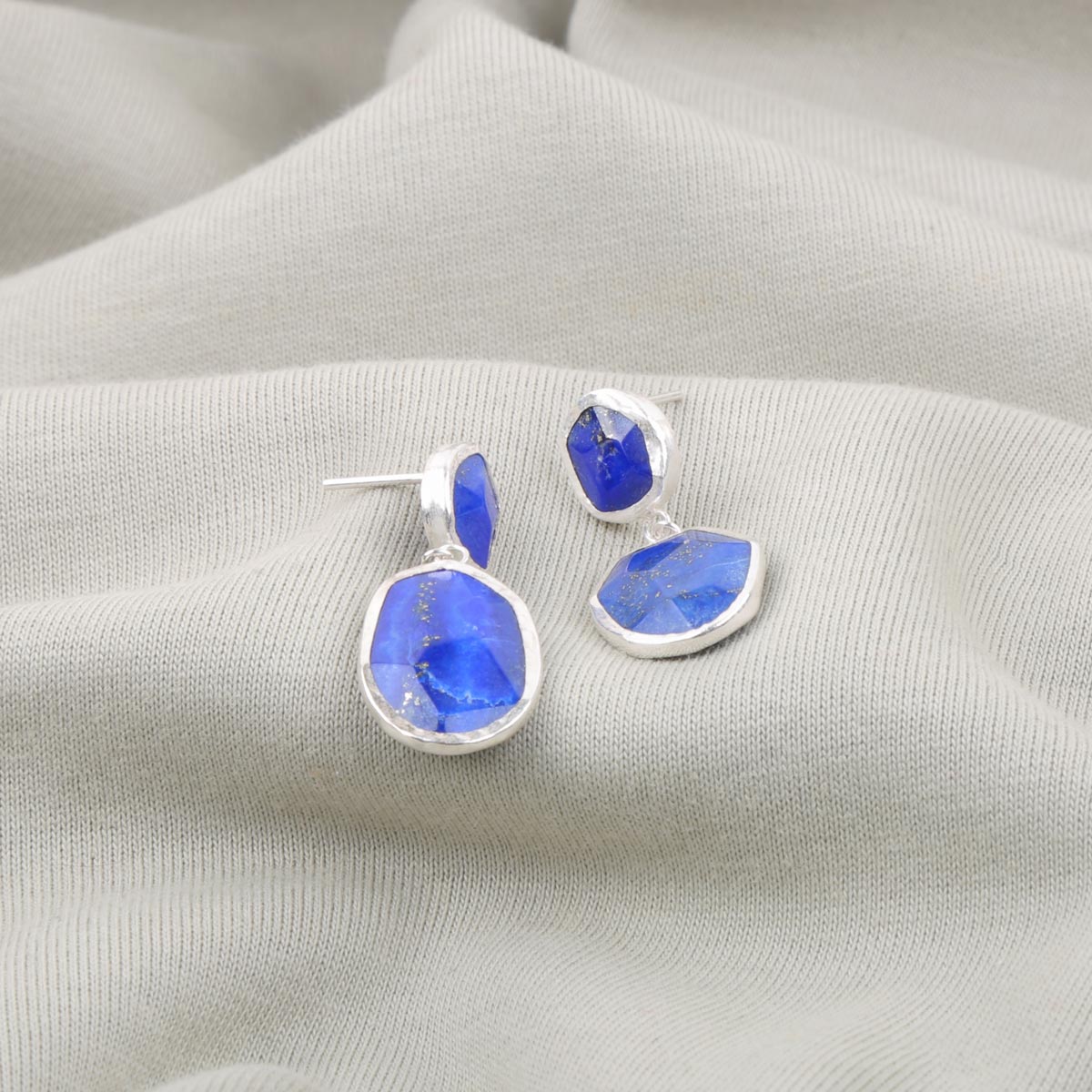 Lapis Chandelier Necklace, Earrings & Bracelet| Silver Jewelry Set