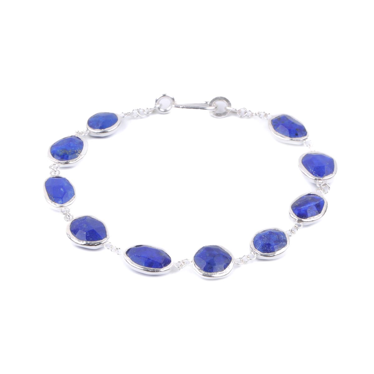 Lapis Station Bracelet| Silver Chain Bracelet