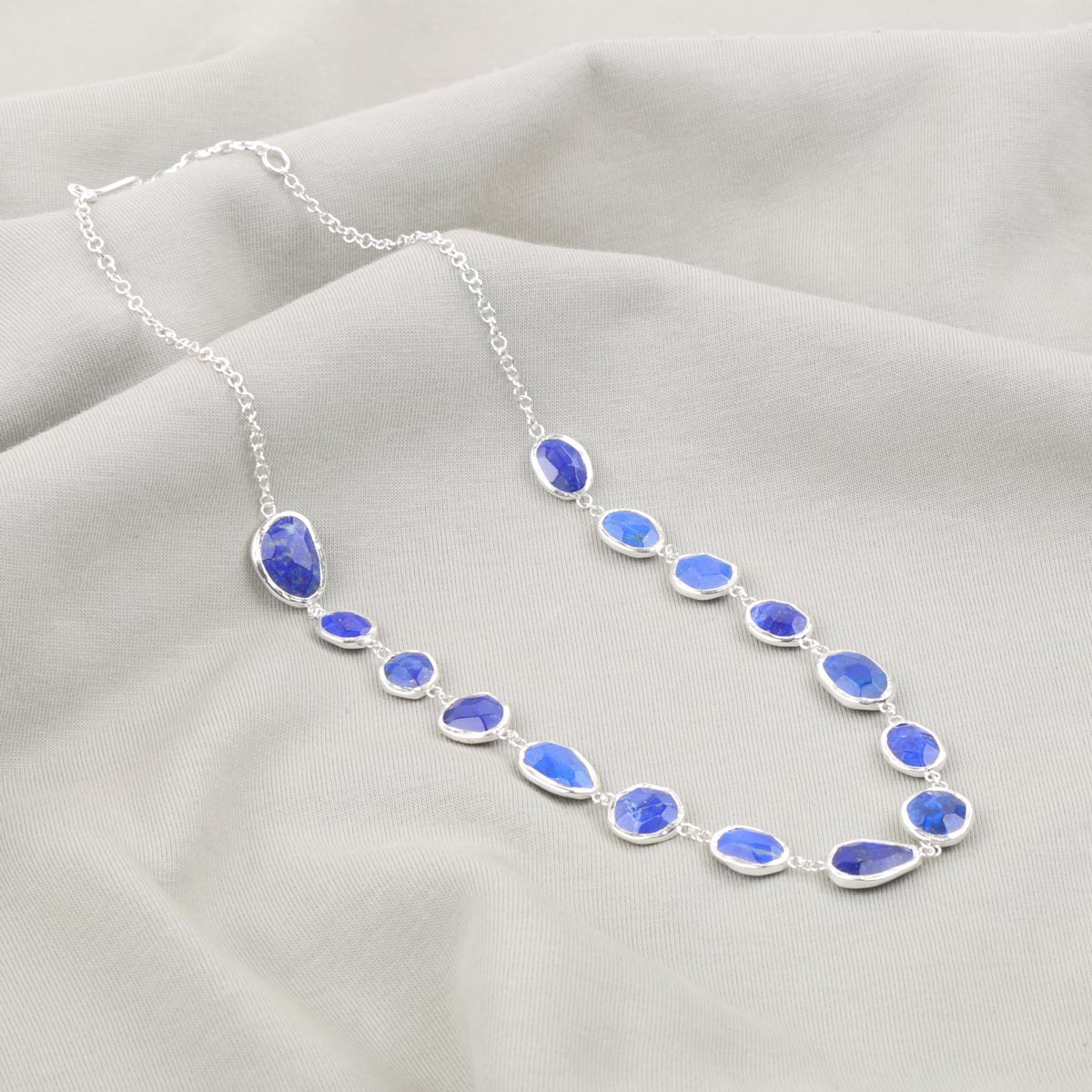 Azure Lapis Necklace| Silver Station Necklace
