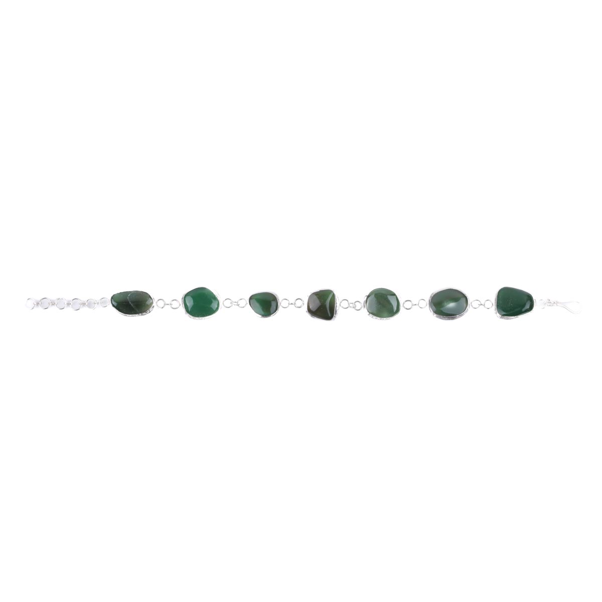 Green Agate Bracelet | Silver Station Bracelet
