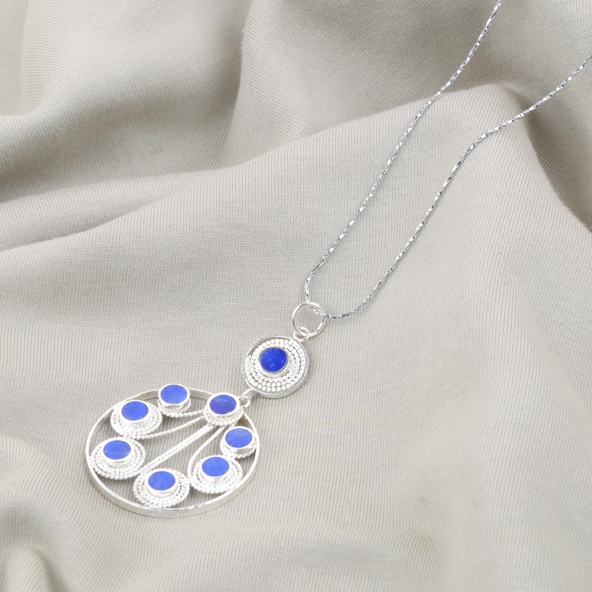 Lapis Pendant Necklace| Silver Pendant Necklace
