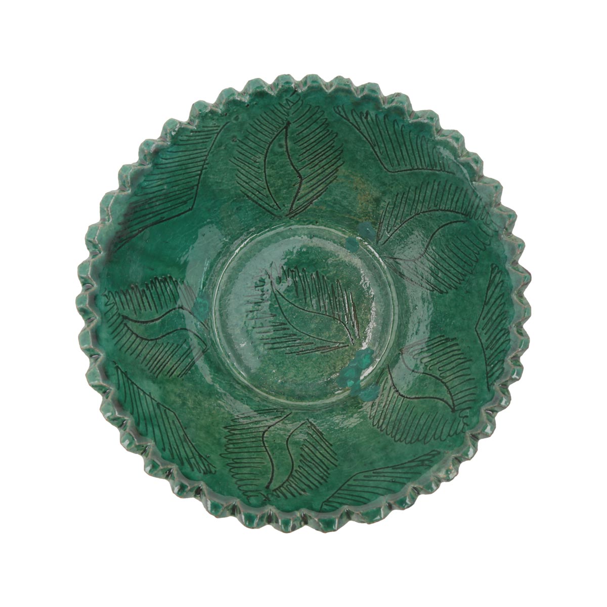 Green Footed Small Ceramic Bowl | Curled Elegance Handcrafted Ceramic Bowl