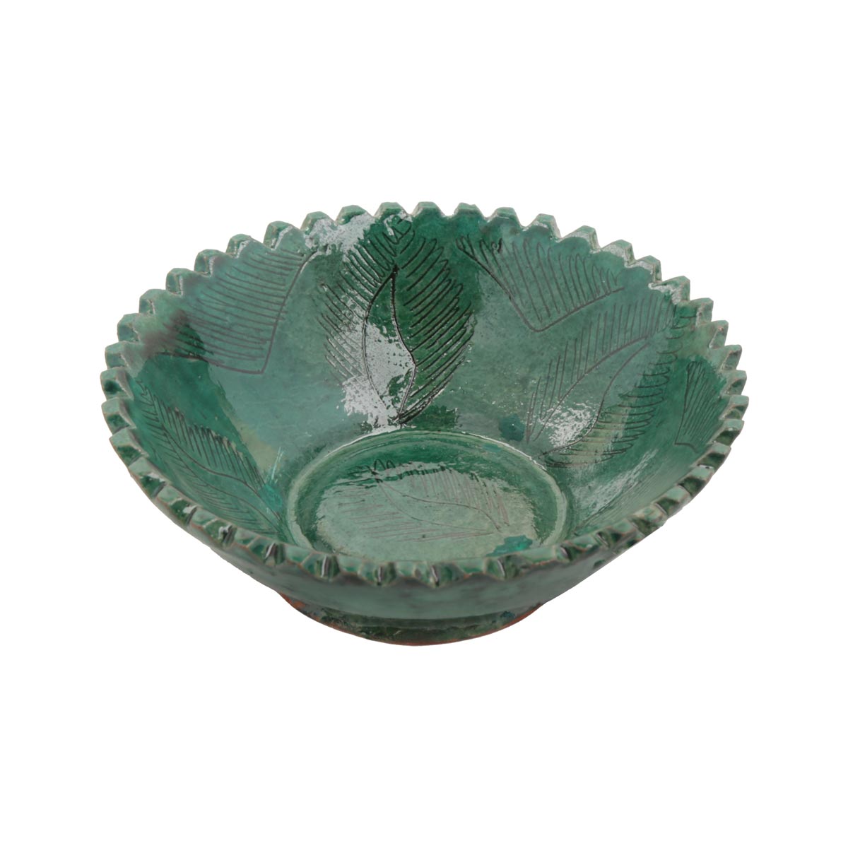 Green Footed Small Ceramic Bowl | Curled Elegance Handcrafted Ceramic Bowl