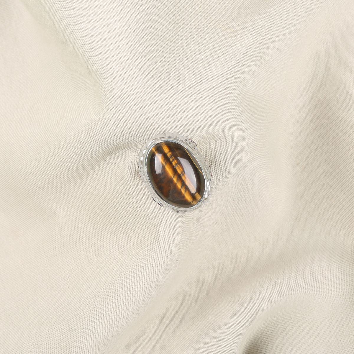 Agate Stone Handmade Ring | Silver Solitaire Engraved Ring