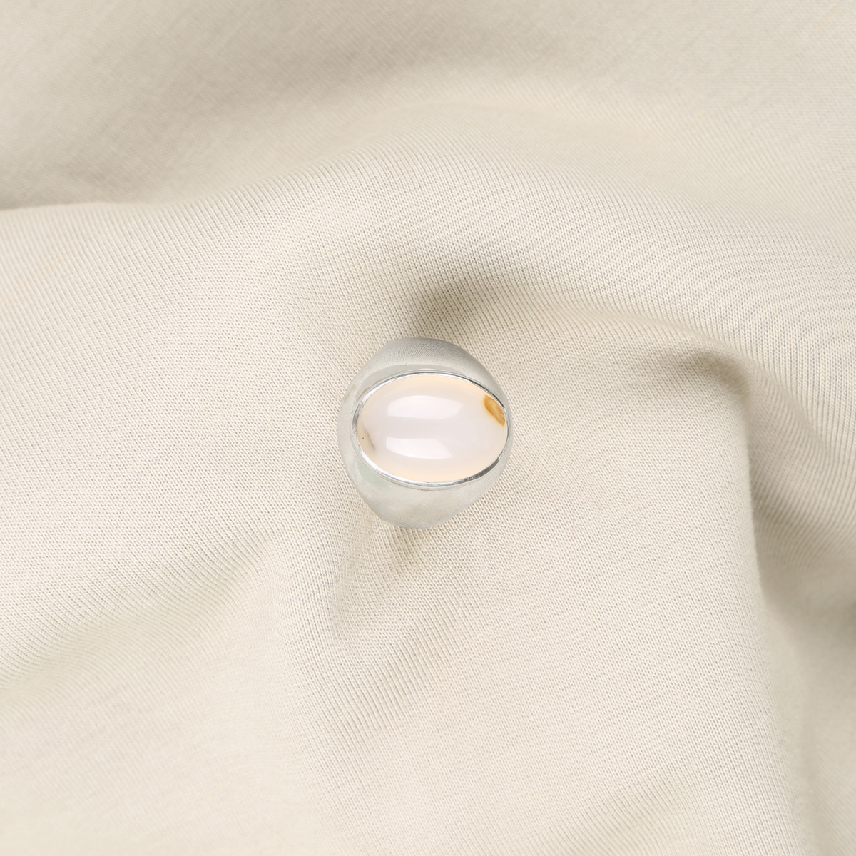 White Agate Stone Handmade Ring | Silver Solitaire Ring