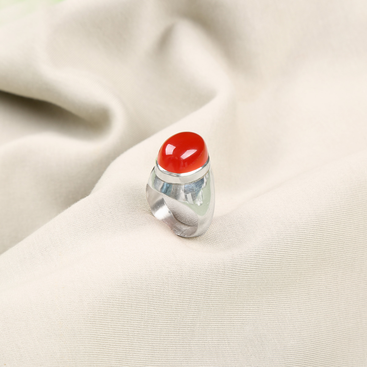 Red Agate Stone Handmade Ring | Silver Solitaire Ring 