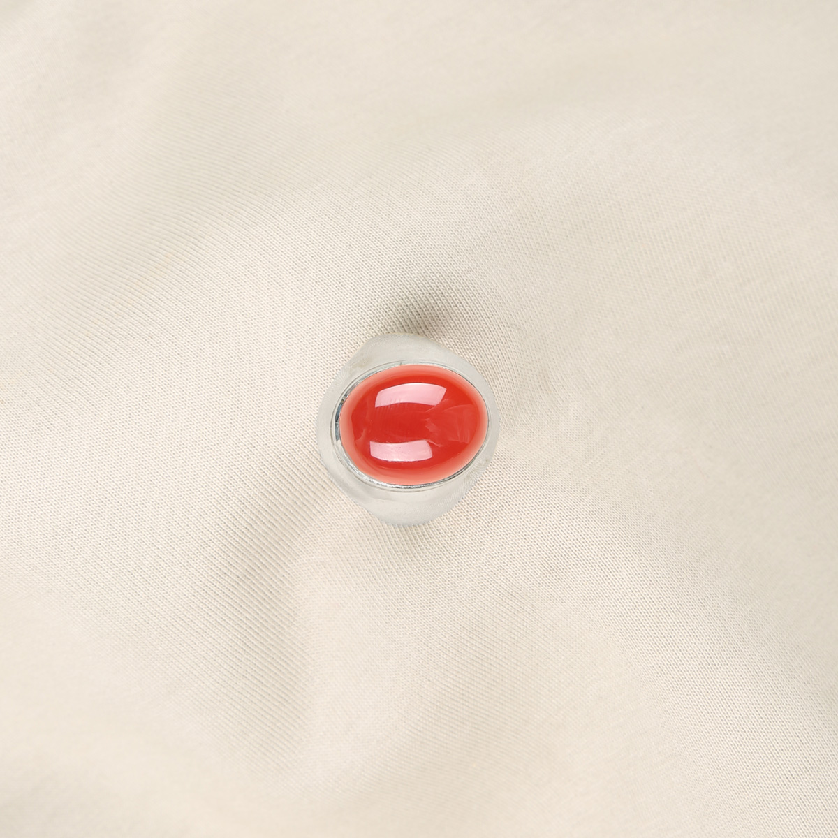 Red Agate Stone Handmade Ring | Silver Solitaire Ring 