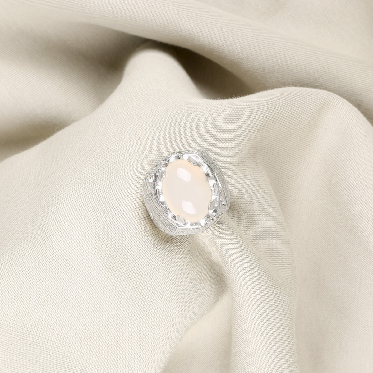 White Agate Stone Handmade Ring | Silver Solitaire Royal Ring 