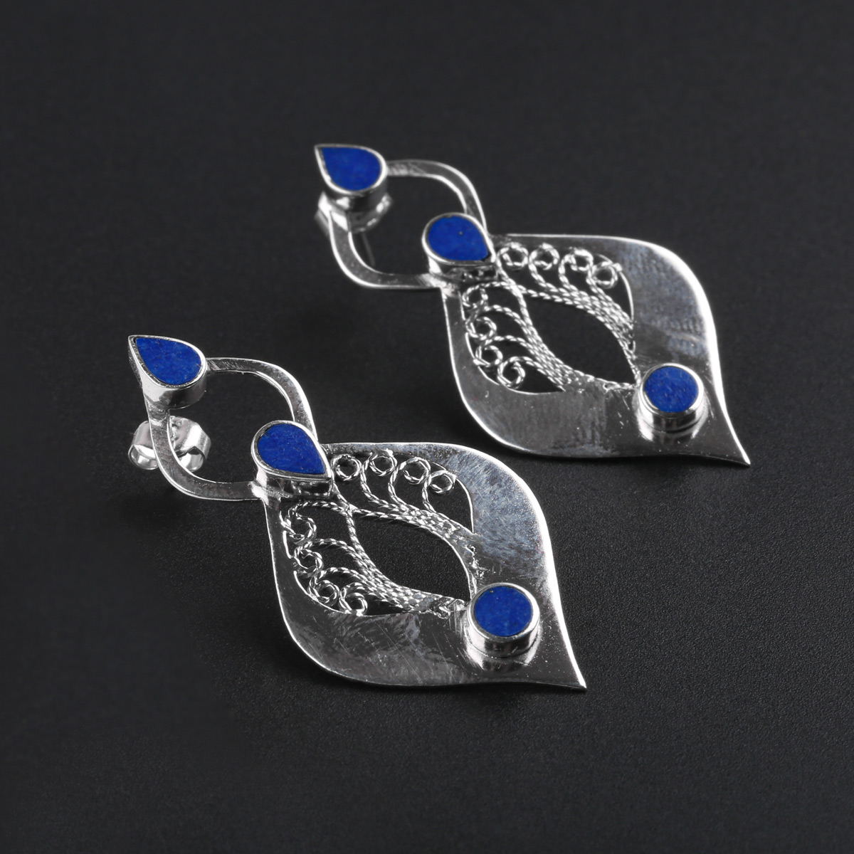 Afghan Women Traditional Design Lapis Earrings