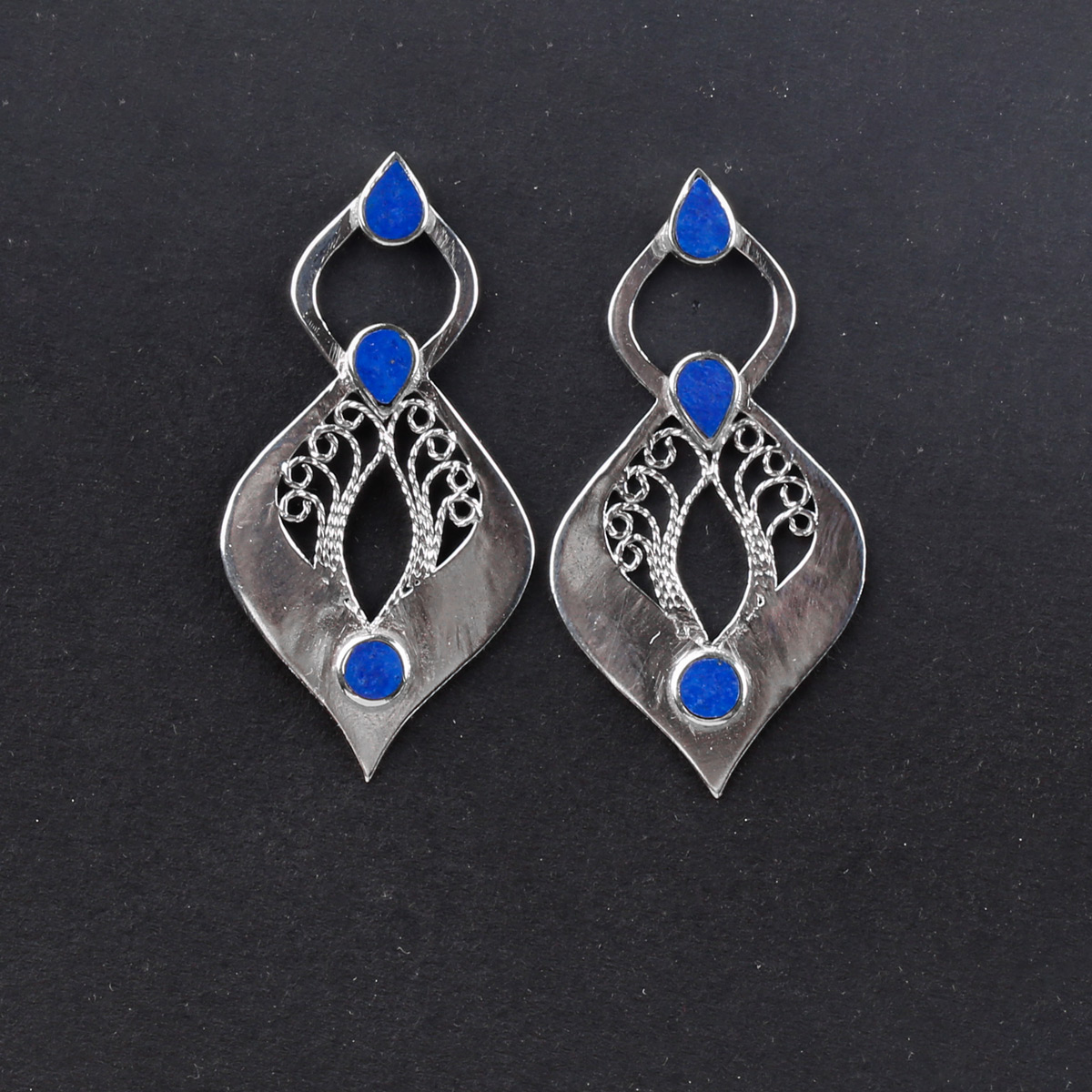 Afghan Women Traditional Design Lapis Earrings