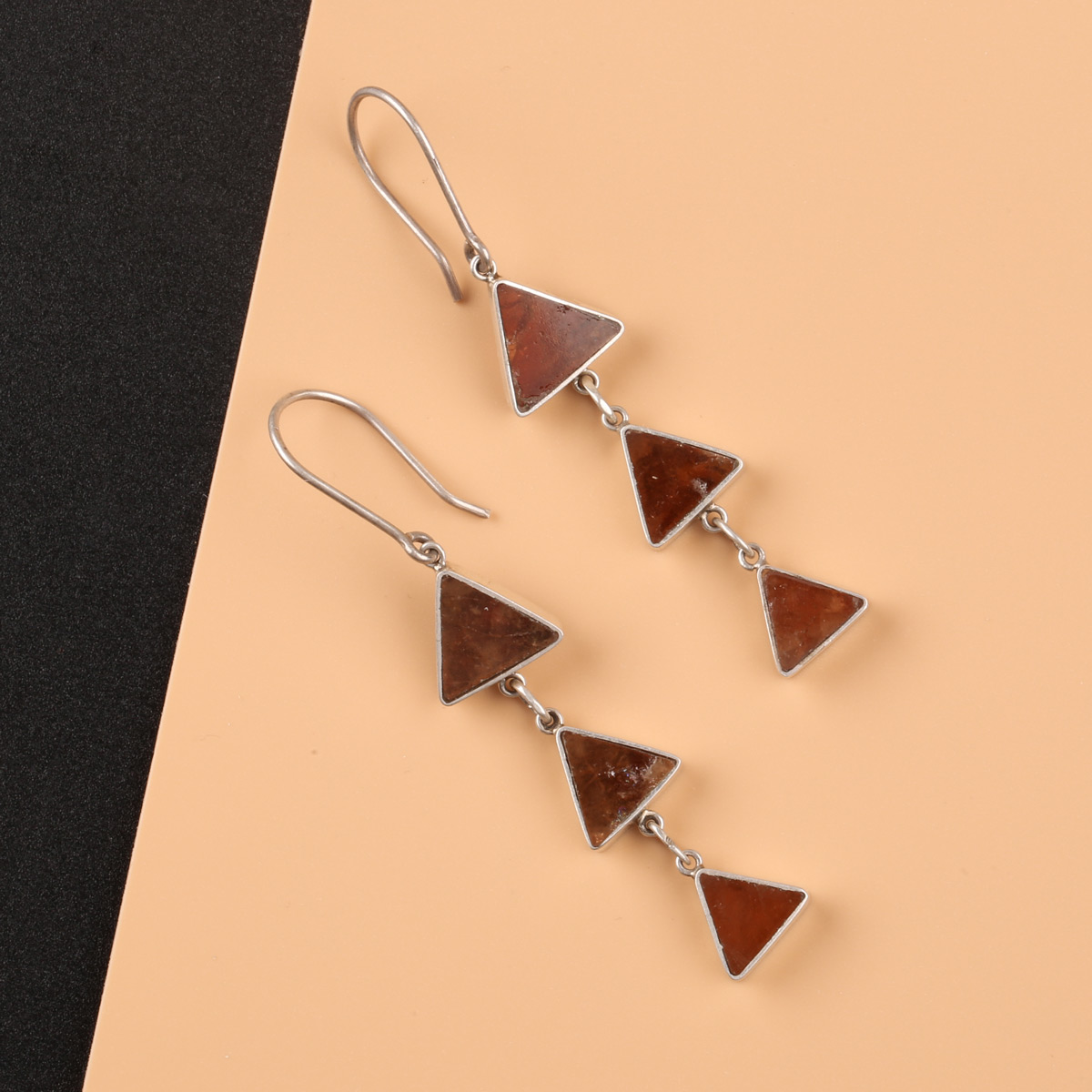 Garnet Handmade Earrings| Rare Silver Earrings