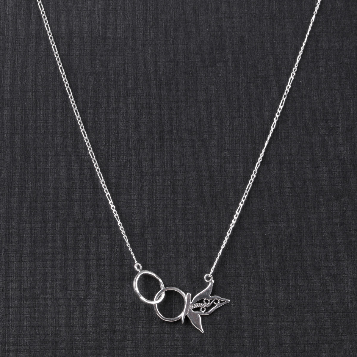 Half Butterfly Design Silver Made Necklace