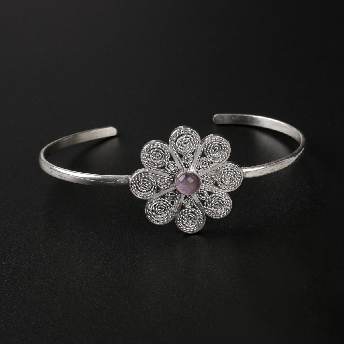 Egg-Plant Florid Women Bracelet| Silver Handmade Bracelet