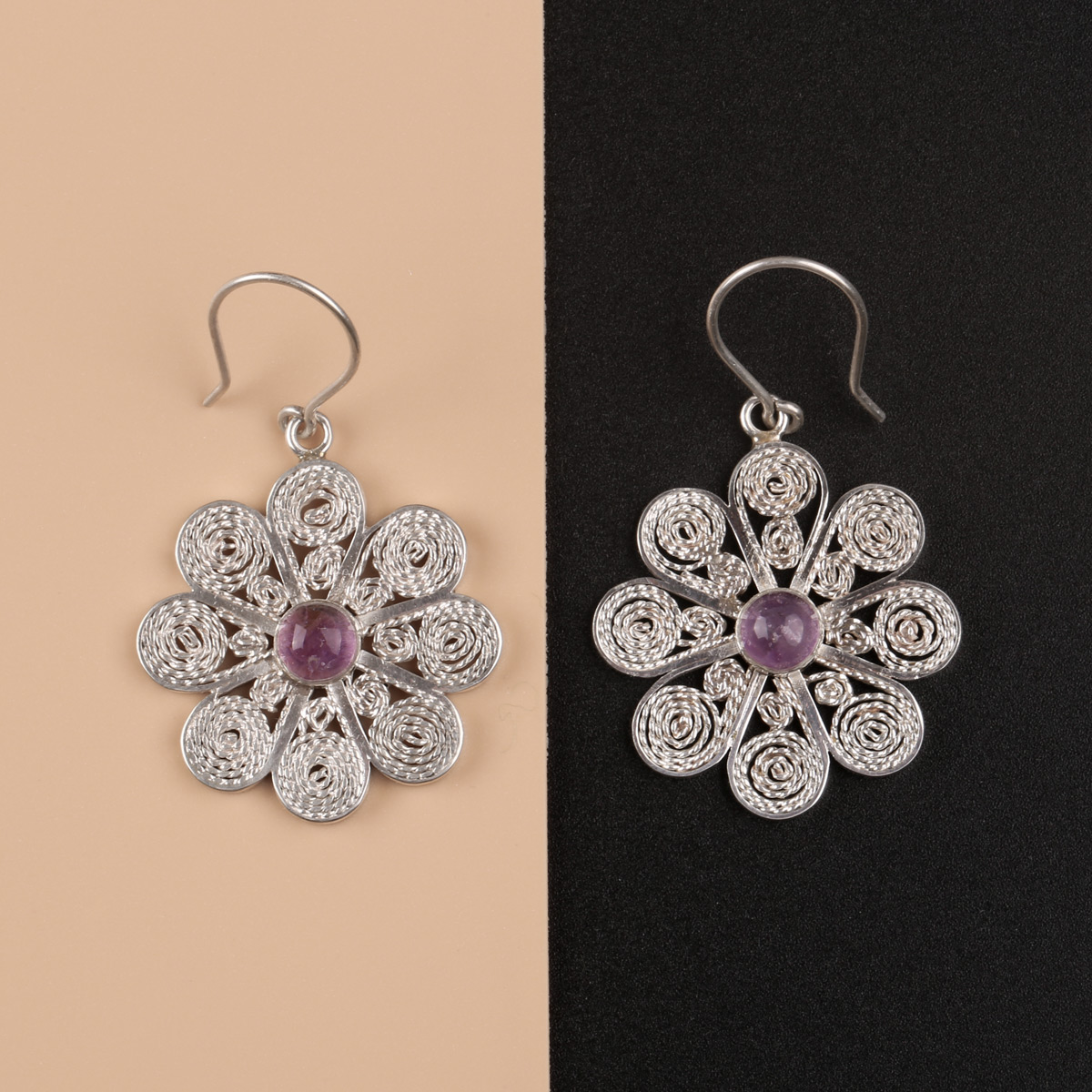 Flower Design Earrings| Florid Egg-Plant Beautiful Earrings