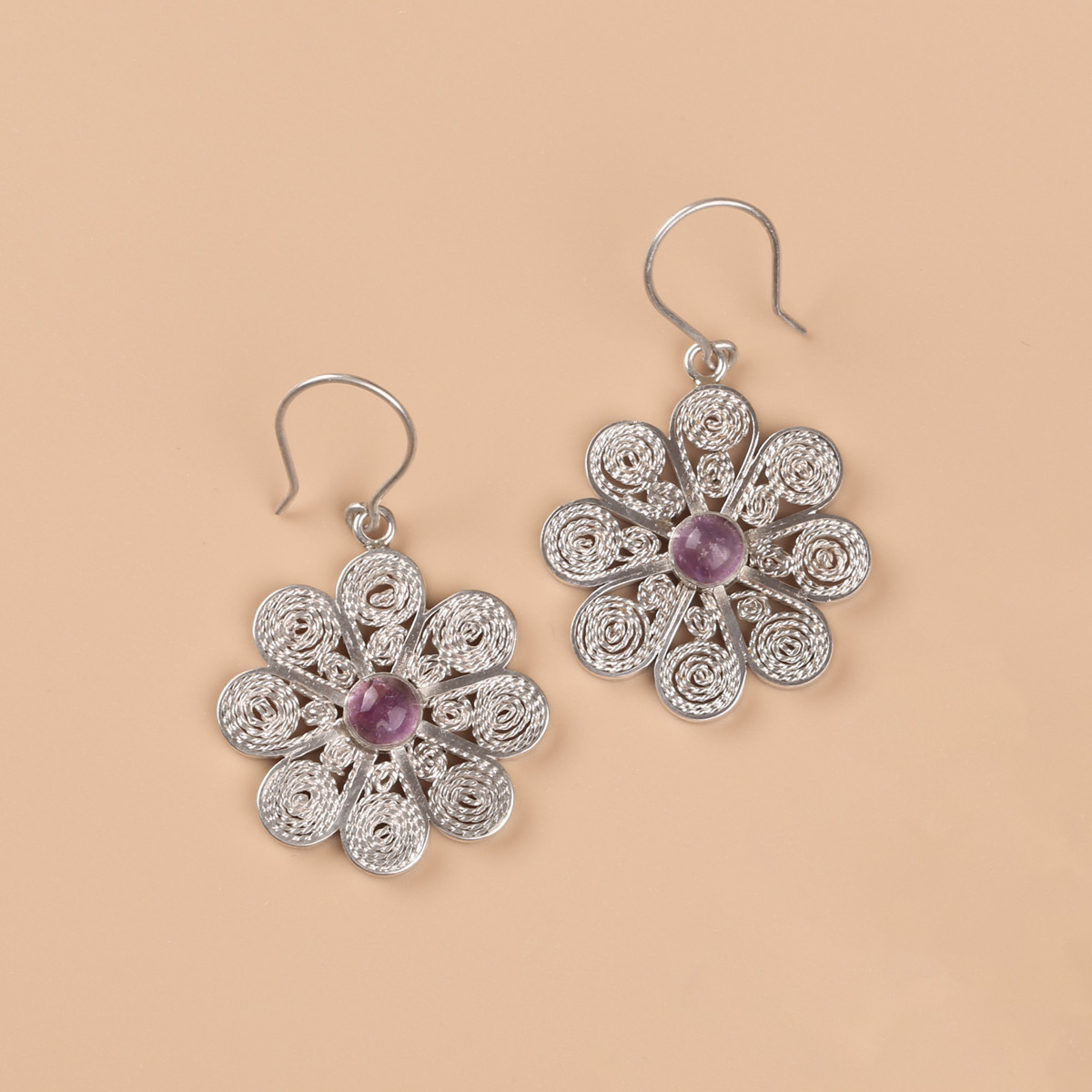 Flower Design Earrings| Florid Egg-Plant Beautiful Earrings