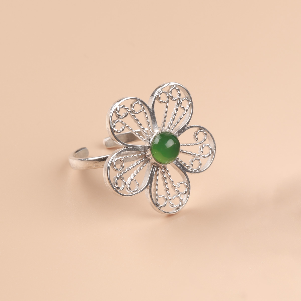 Flower agate ring| Women's Handmade Ring