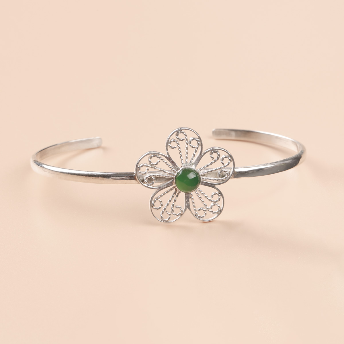 Green Agate Bracelet | Flower Design Bracelets for Women
