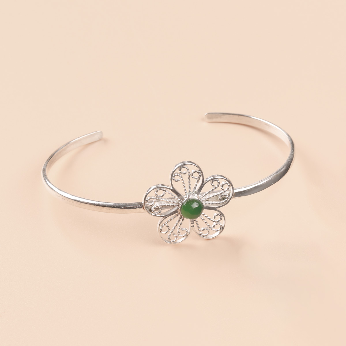 Green Agate Bracelet | Flower Design Bracelets for Women
