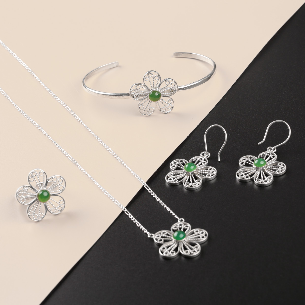 Green Agate Women Jewelry Full Set| Afghan Women Jewelry Set