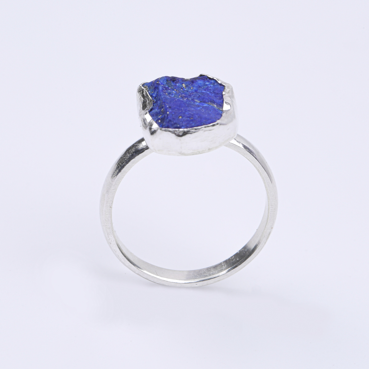 Rough Lapis Jewelry Ring | Straight Silver Ring