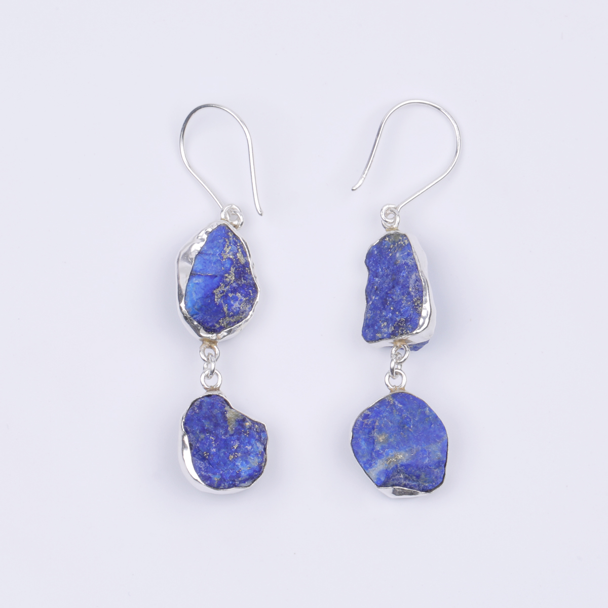 Rough Lapis Earrings | Silver Dangle Earrings