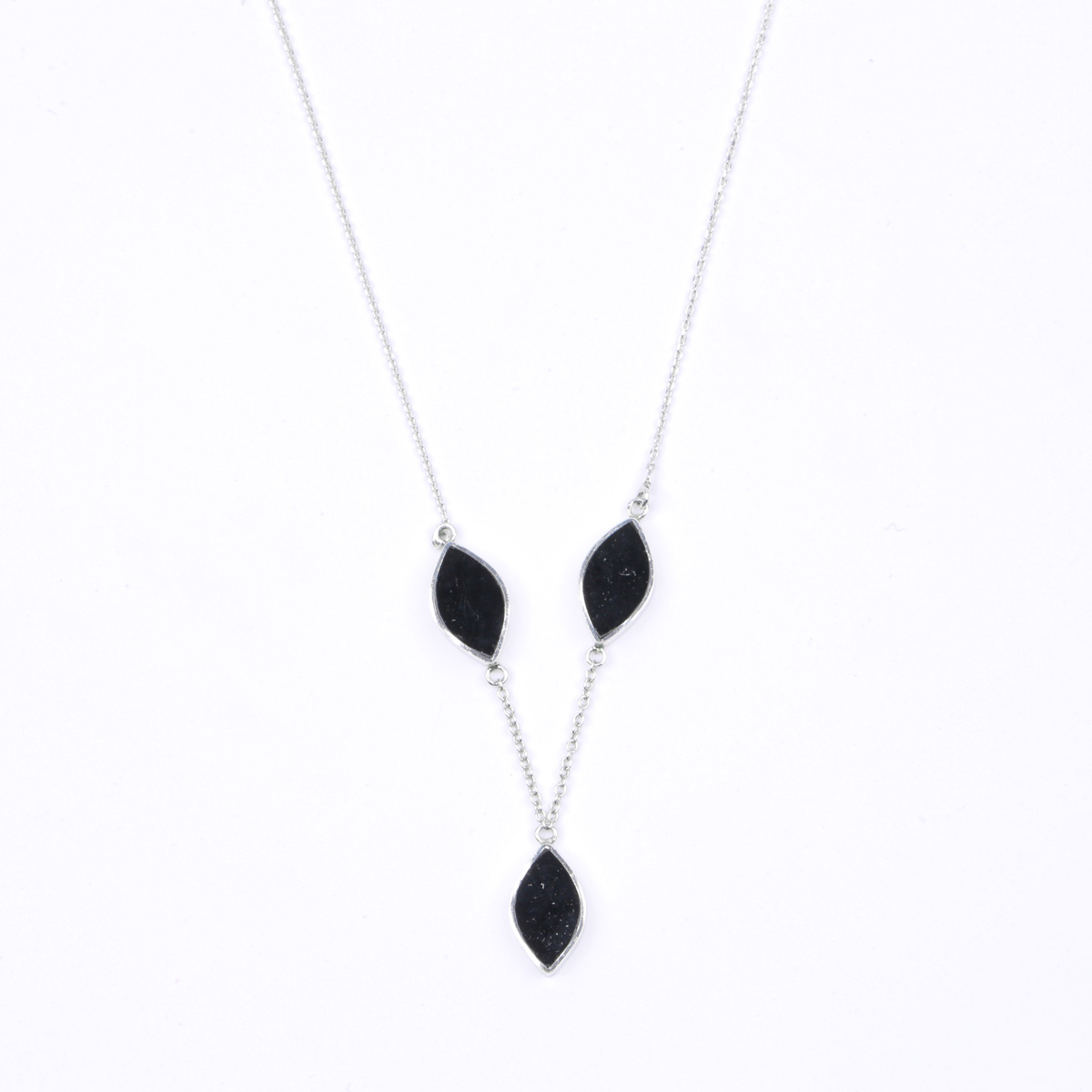 Minimal Agate Jewelry Set | Silver Lariat Necklace, Ring and Studs