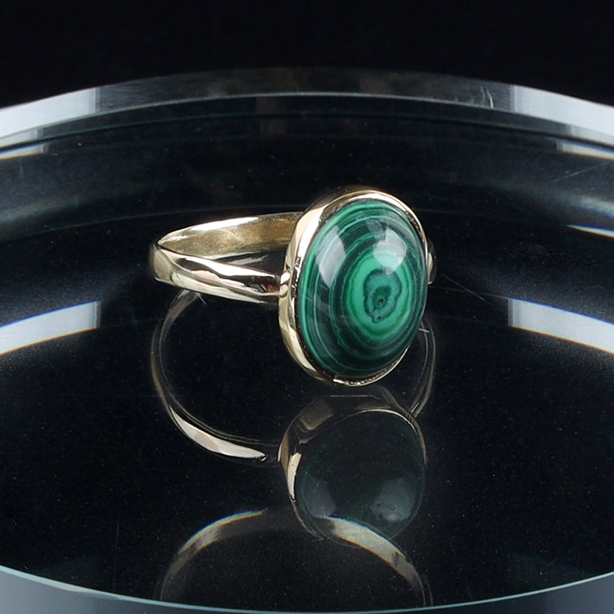 Malachite Round Ring | Sterling Silver Ring 