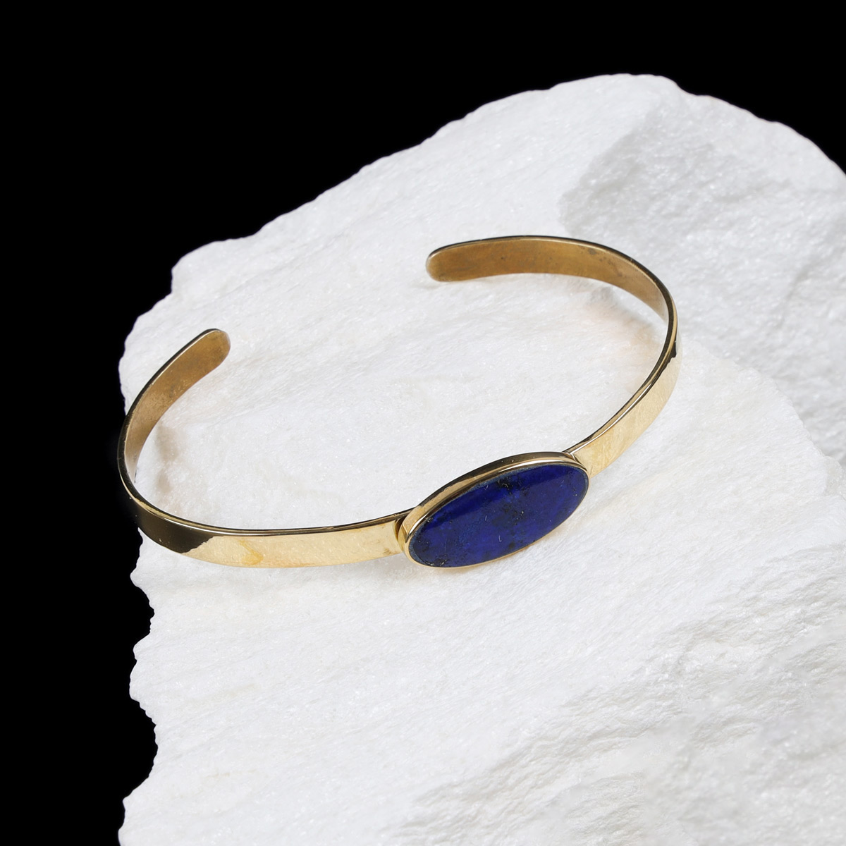 Lapis Single Stone Bracelet | Brass Cuff Bracelet 