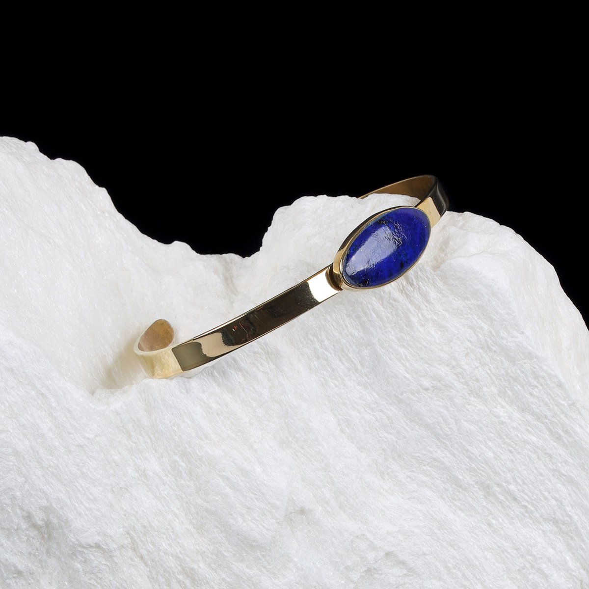 Lapis Single Stone Bracelet | Brass Cuff Bracelet 