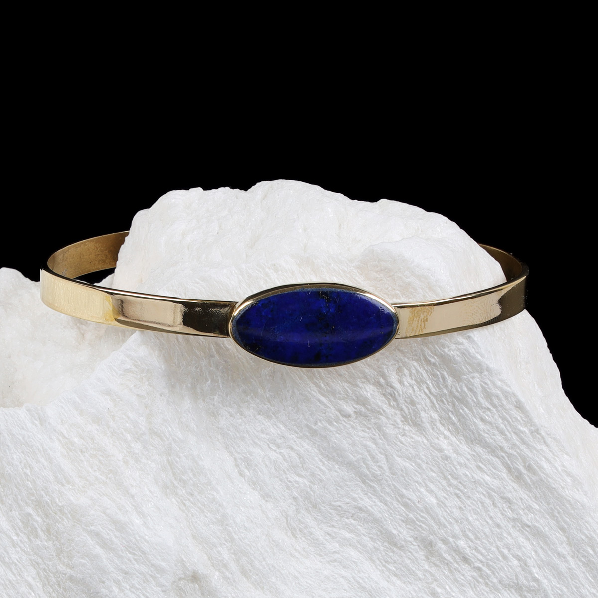 Lapis Single Stone Bracelet | Brass Cuff Bracelet 