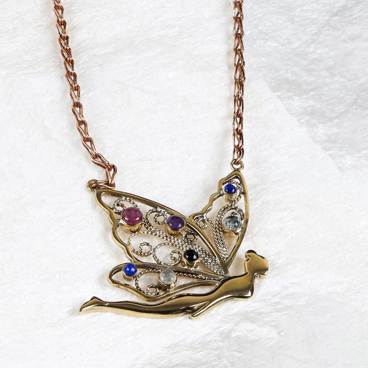 Peridot Ruby & Lapis Faire Necklace