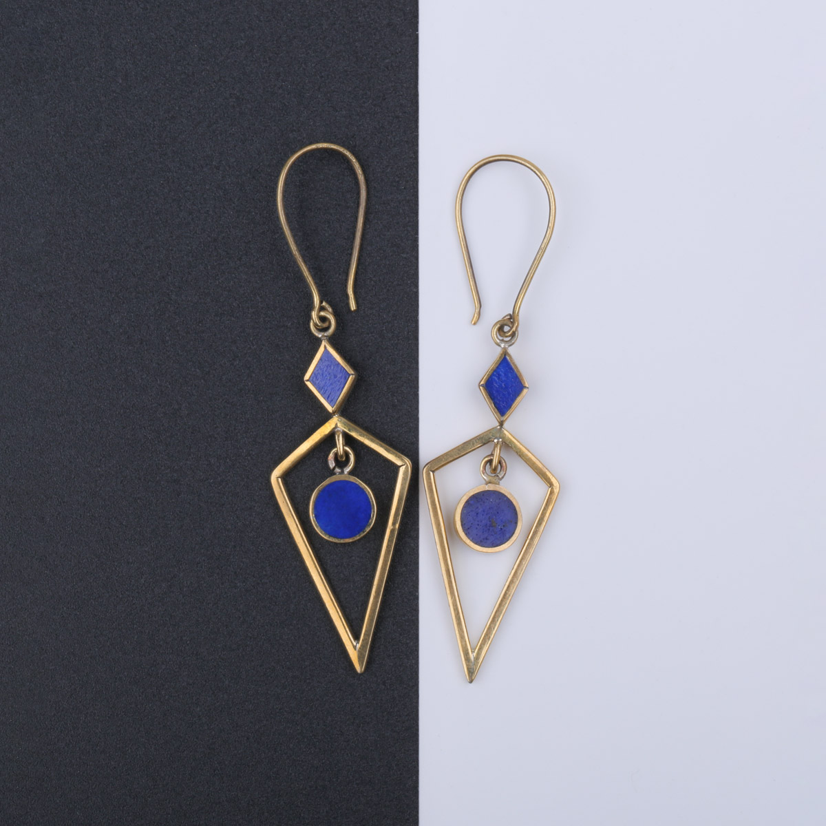 Lapis Brass Earrings | Hook Earrings