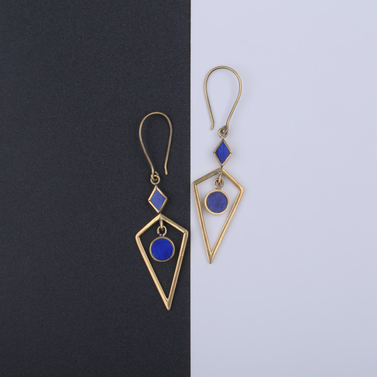 Lapis Brass Earrings | Hook Earrings