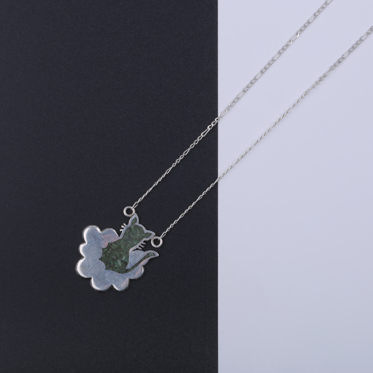 Silver Necklace | Cat Design Drop Pendant