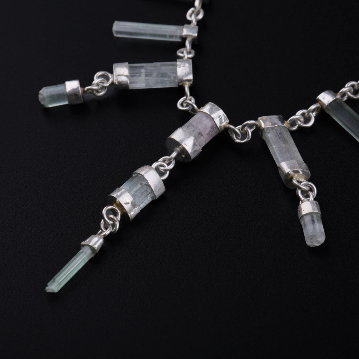 Turmaline Rough Necklace and Earrings | Charm Necklace With Hook Earrings