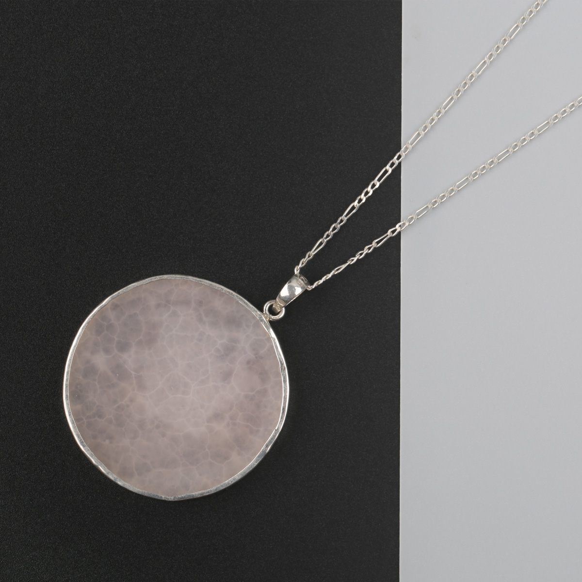 White Stone Locket | Silver Necklace