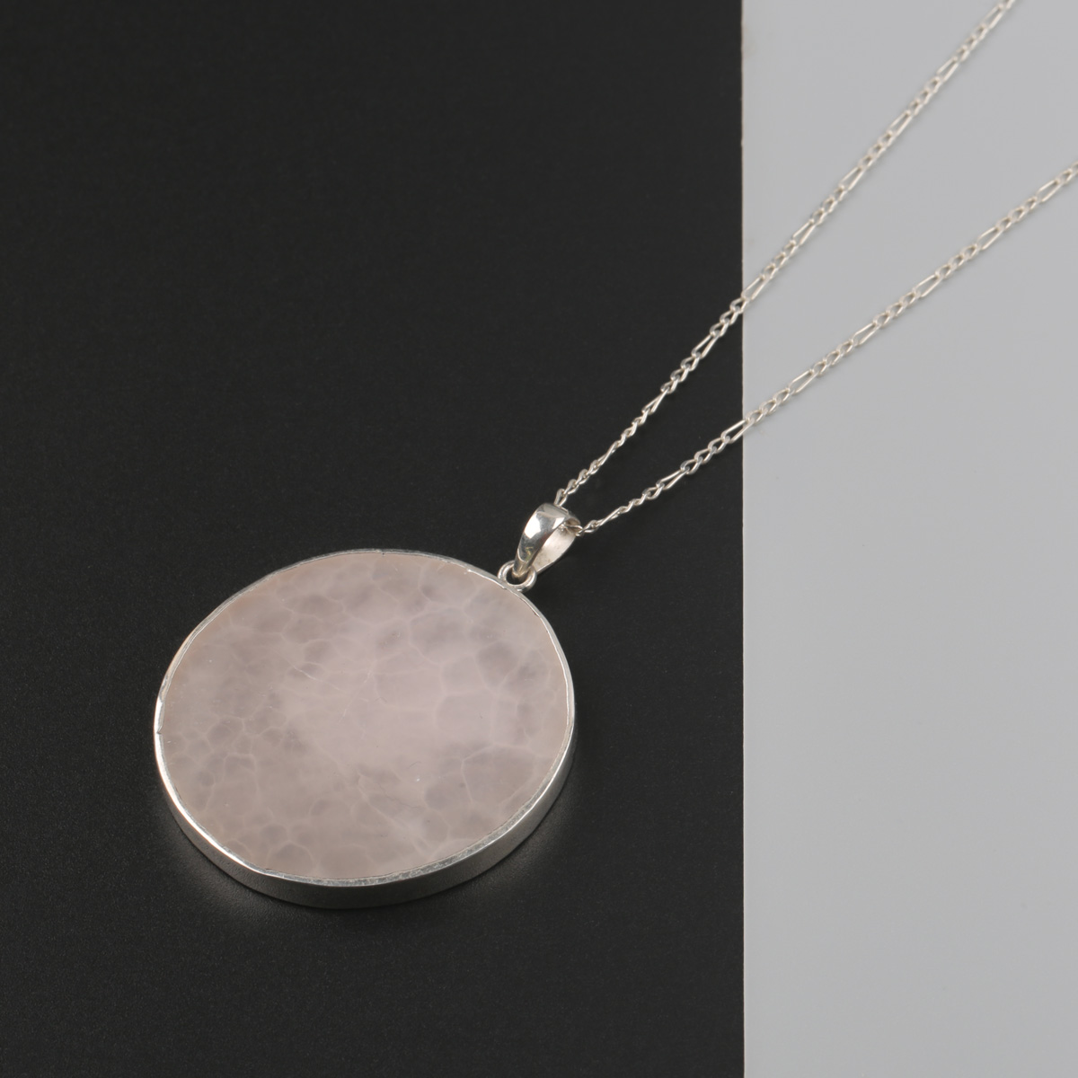 White Stone Locket | Silver Necklace